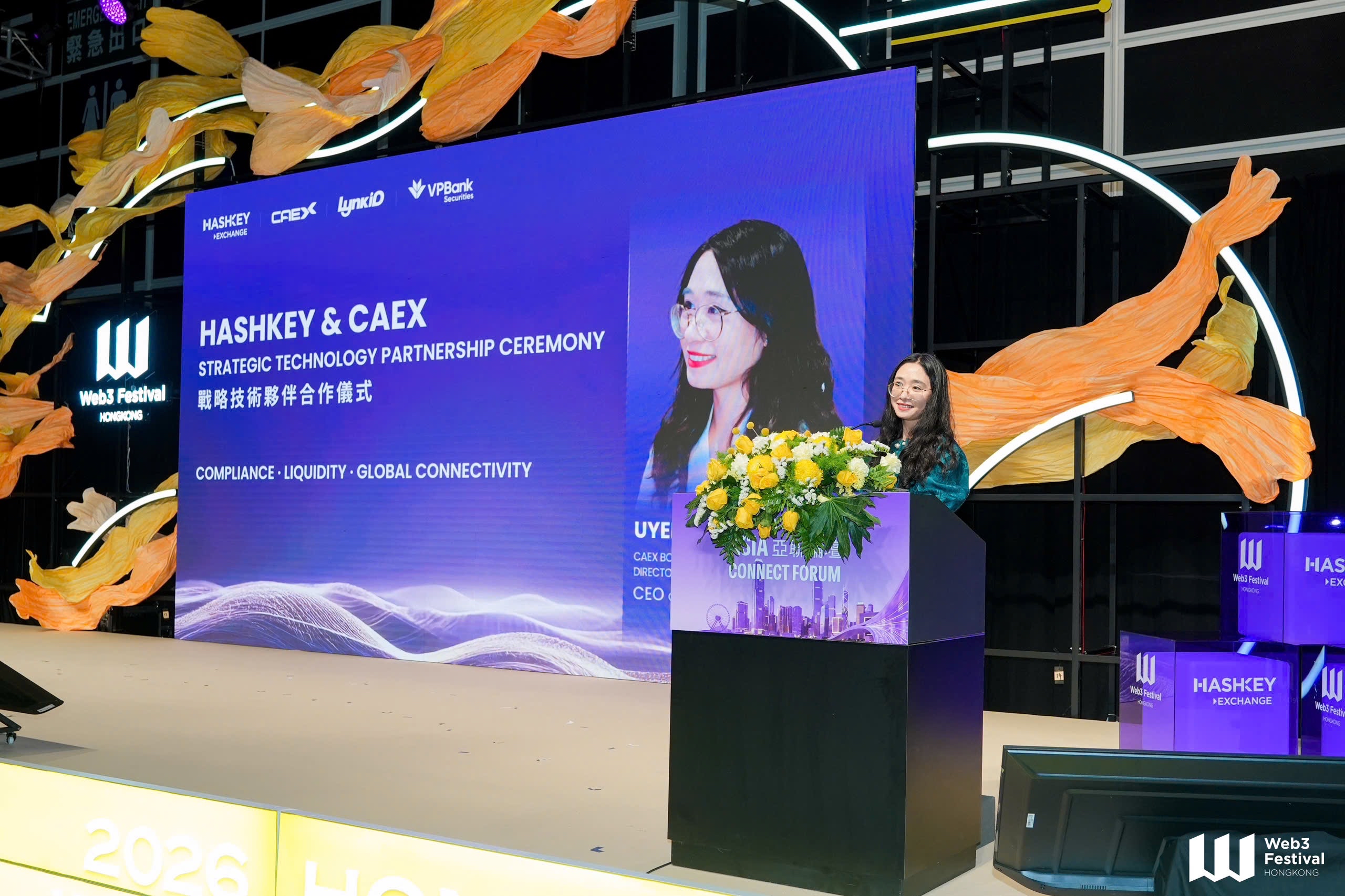 Lễ ký kết hợp tác công nghệ chiến lược giữa CAEX và HashKey tại Hong Kong Web3 Festival 2026